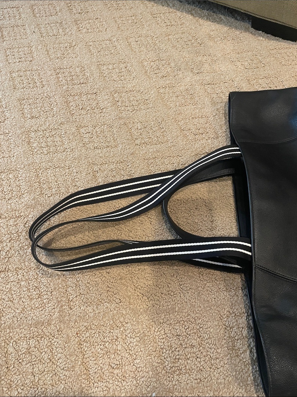 kate spade Black Leather Tote with Contrasting Striped Handles - Picture 8 of 12